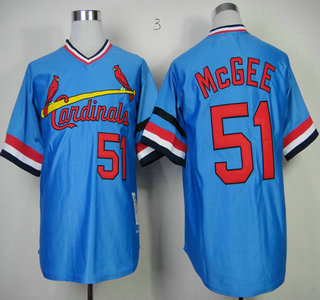 St. Louis Cardinals #51 Willie McGee Blue Throwback Jersey