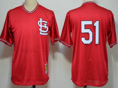 St. Louis Cardinals 51 Willie McGee Mesh Batting Practice Red Throwback Jersey