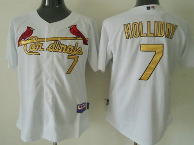 St. Louis Cardinals 7 Matt Holliday White With Gold Jersey