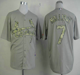 St. Louis Cardinals 7 Matt Holliday Camo Number Grey Jersey