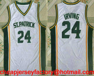St. Patrick #24 Kyrie Irving High School White Basketball Jersey
