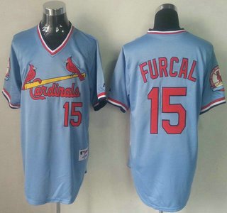 St. Louis Cardinals 15 Rafael Furcal Blue Throwback Jersey