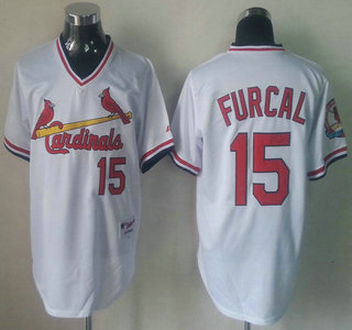 St. Louis Cardinals 15 Rafael Furcal White Throwback Jersey