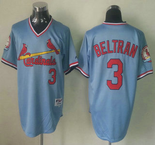 St. Louis Cardinals 3 Carlos Beltran Blue Throwback Jersey