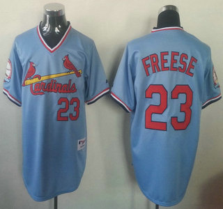 St. Louis Cardinals 23 David Freese Blue Throwback Jersey