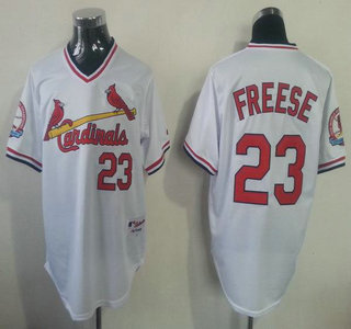 St. Louis Cardinals 23 David Freese White Throwback Jersey