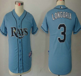 Tampa Bay Rays #3 Evan Longoria Light Blue Kids Jersey