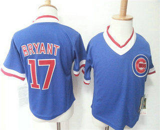 Toddler Chicago Cubs #17 Kris Bryant Blue Pullover MLB Baseball Jersey