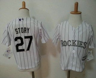 Toddler Colorado Rockies #27 Trevor Story White Home MLB Baseball Jersey