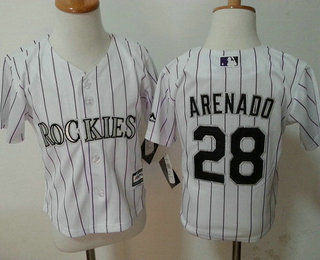 Toddler Colorado Rockies #28 Nolan Arenado White Home MLB Baseball Jersey