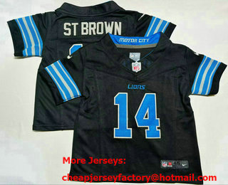 Toddler Detroit Lions #14 Amon Ra St Brown Limited Black FUSE Vapor Jersey