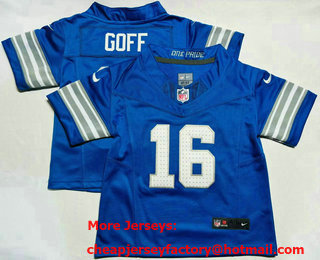 Toddler Detroit Lions #16 Jared Goff Limited Blue FUSE Vapor Jersey