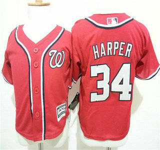 Toddler Washington Nationals #34 Bryce Harper Alternate Red 2015 MLB Cool Base Jersey