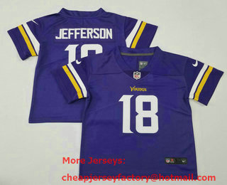 Toddlers Minnesota Vikings #18 Justin Jefferson Purple Vapor Stitched Nike Limited Jersey