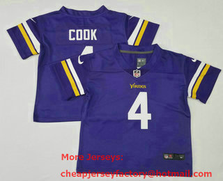 Toddlers Minnesota Vikings #4 Dalvin Cook Purple Vapor Stitched Nike Limited Jersey
