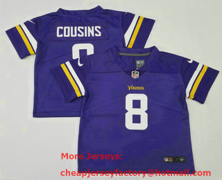 Toddlers Minnesota Vikings #8 Kirk Cousins Purple Vapor Stitched Nike Limited Jersey