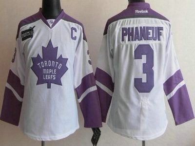 Toronto Maple Leafs 3 Dion Phaneuf White Womens Fights Cancer Jersey