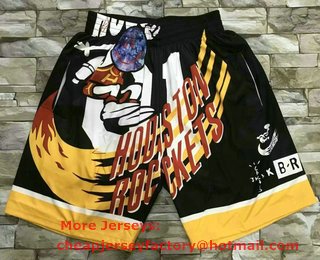 Travis Scott X Br X Mn Houston Rockets #01 Jack Black Basketball Swingman Throwback Shorts