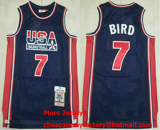 USA Basketball 1992 Olympic Dream Team #7 Larry Bird 1992 Blue Hardwood Swingman Throwback Jersey