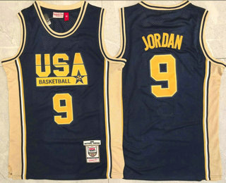 USA Basketball 1992 Olympic Dream Team #9 Michael Jordan Black Gold Hardwood Swingman Throwback Jersey