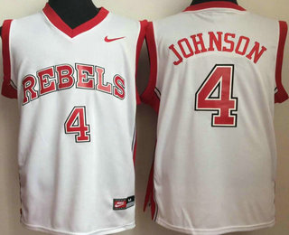 Unlv Rebels #4 Larry Johnson White College Basketball Jersey