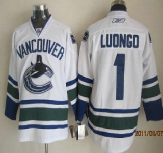 Vancouver Canucks #1 Luongo White Jersey