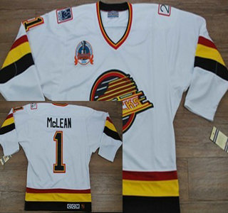 Vancouver Canucks #1 McLean White Throwback Jersey