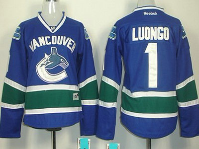 Vancouver Canucks 1 Roberto Luongo Blue Womens Jersey