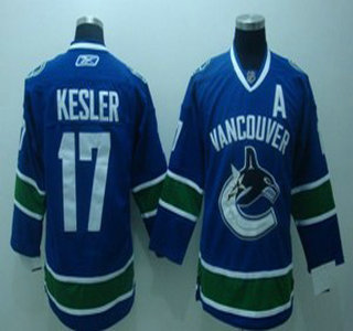 Vancouver Canucks #17 KESLER Blue A Patch Jersey