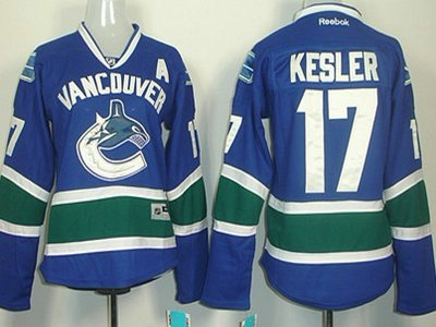 Vancouver Canucks 17 Ryan Kesler Blue Womens Jersey
