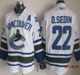Vancouver Canucks #22 D.SEDIN White Jersey