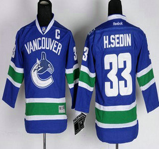 Vancouver Canucks #33 Henrik Sedin Blue Kids Jersey