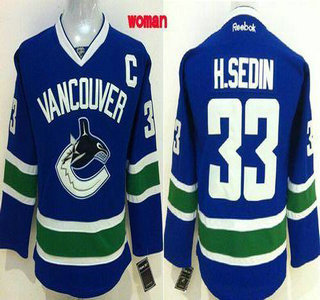 Vancouver Canucks #33 Henrik Sedin Blue Womens Jersey