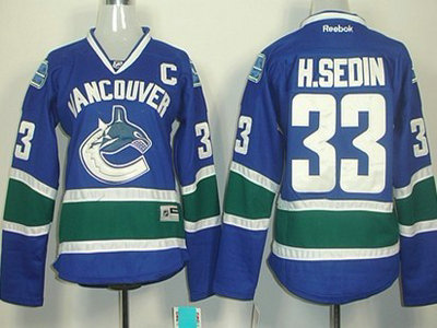 Vancouver Canucks 33 Henrik Sedin Blue Womens Jersey