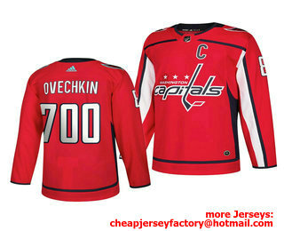 Washington Capitals #8 Alexander Ovechkin Men's Adidas 700 Goals Authentic Player NHL Jersey Red