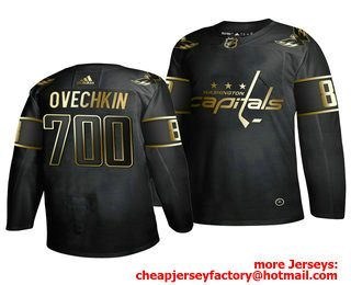 Washington Capitals #8 Alexander Ovechkin Men's Adidas 700 Goals Career Black Golden Editon Limited Stitched NHL Jersey