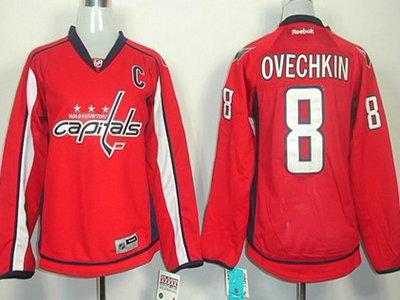 Washington Capitals 8 Alexander Ovechkin Red Womens Jersey