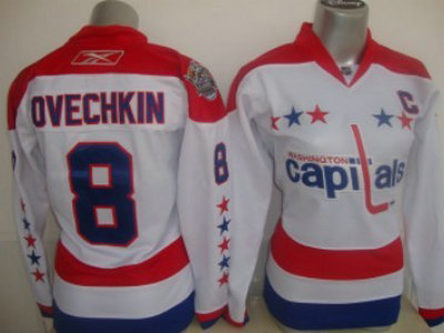 Washington Capitals #8 Ovechkin White Winter Classic Womens Jersey