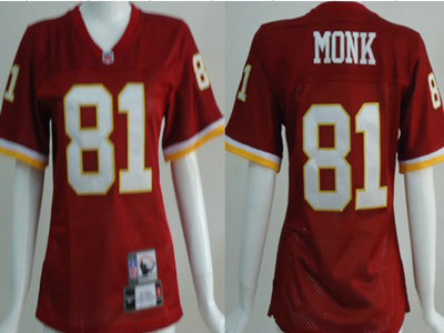 Washington Redskins 81 Art Monk Red Throwback Womens Team Jersey