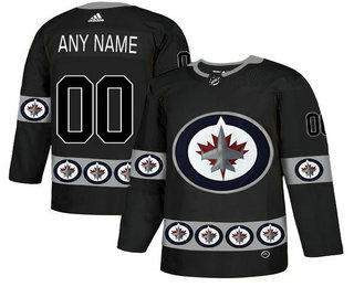 Winnipeg Jets Black Men's Customized Team Logos Fashion Adidas Jersey