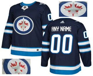 Winnipeg Jets Men's Customized Navy With Special Glittery Logo Adidas Jersey