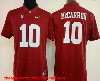 Women's Alabama Crimson Tide #10 AJ McCarron Red Limited Stitched College Football Nike NCAA Jersey