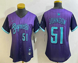 Women's Arizona Diamondbacks #51 Randy Johnson Purple 2025 City Connect Limited Jersey