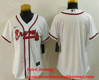 Women's Atlanta Braves Blank White Cool Base Stitched Baseball Jersey