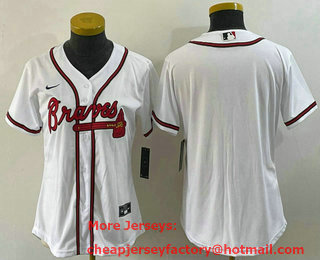 Women's Atlanta Braves Blank White Stitched MLB Cool Base Nike Jersey