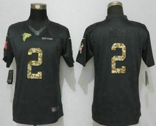 Women's Atlanta Falcons #2 Matt Ryan Black Anthracite 2016 Salute To Service Stitched NFL Nike Limited Jersey