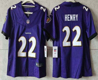 Women's Baltimore Ravens #22 Derrick Henry Purple FUSE Vapor Stitched Jersey
