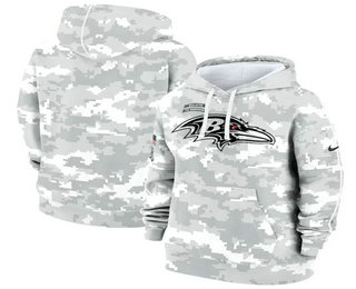 Women's Baltimore Ravens Arctic Camo 2024 Salute to Service Club Fleece Pullover Hoodie