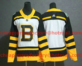 Women's Boston Bruins Blank White 2019 Winter Classic Adidas Stitched NHL Jersey