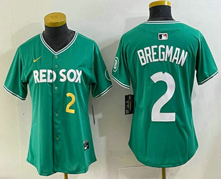 Women's Boston Red Sox #2 Alex Bregman Green 2025 City Connect Player Name Limited Jersey